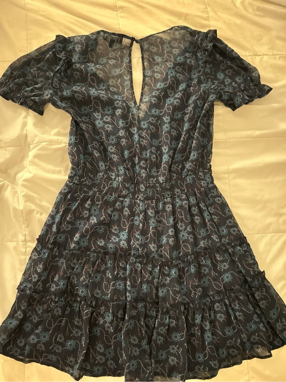 Trixxi Black Mini Dress with Blue Floral Print